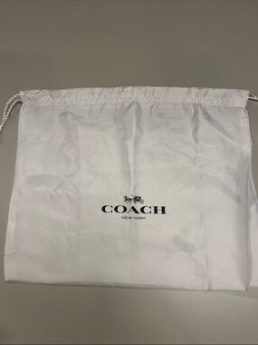 Coach White Drawstring Logo Dust Bag
